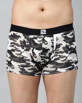 camouflage print trunks