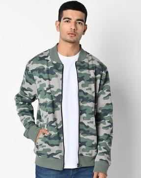 camouflage print zip-front sweatshirt