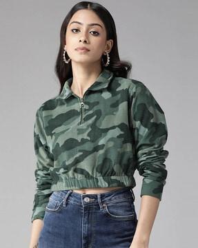 camouflage printed full-sleeves sweat-shirt