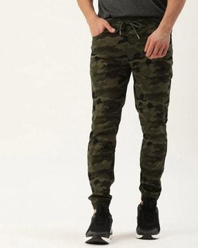 camouflage printed slim fit jogger pants