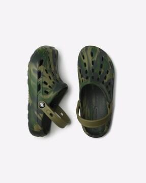 camouflage slip-on clogs