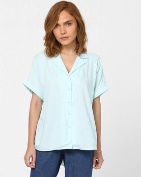 camp collar shirt with extended sleeves