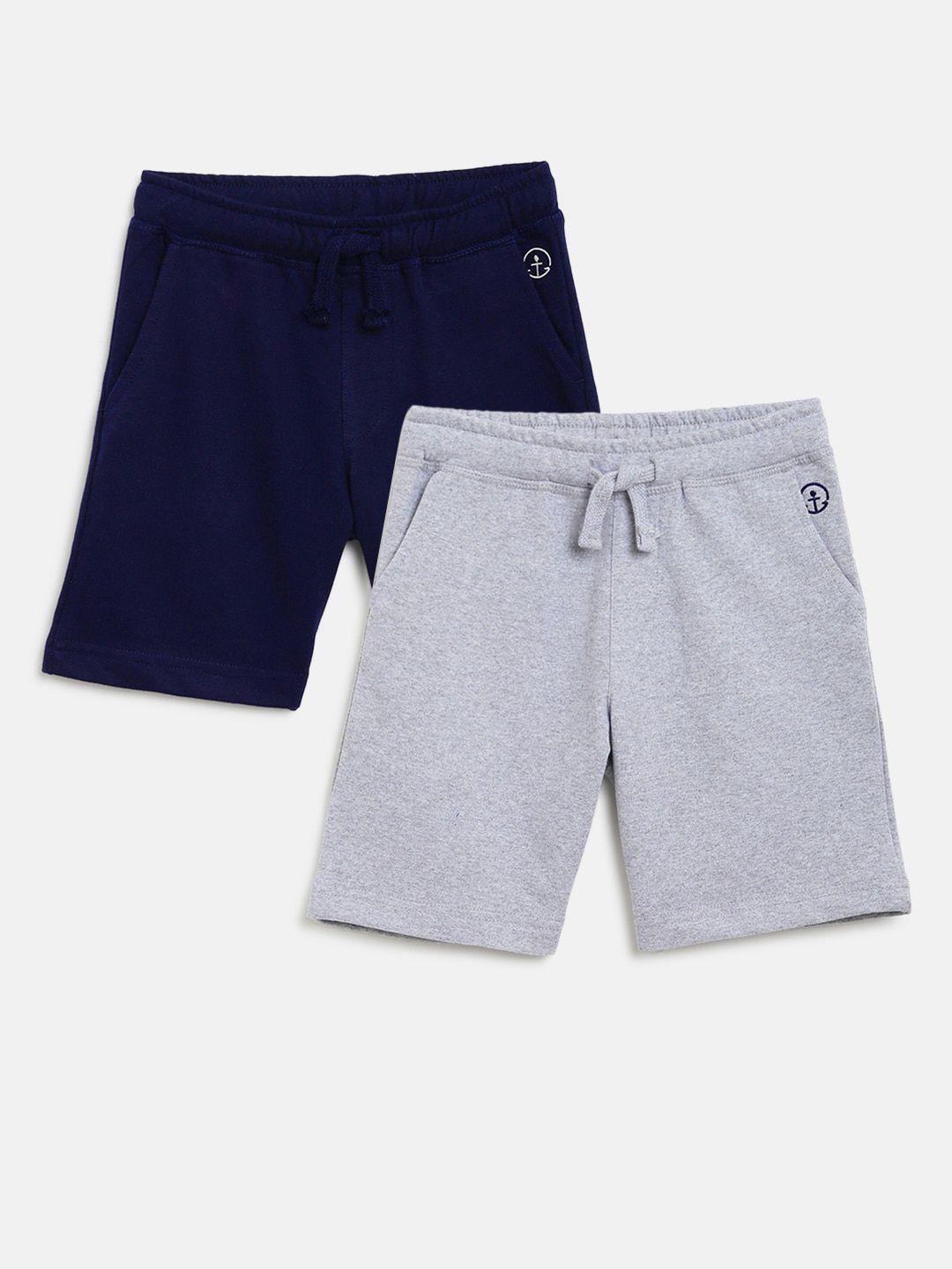 campana boys pack of 2 cotton regular fit mid-rise shorts