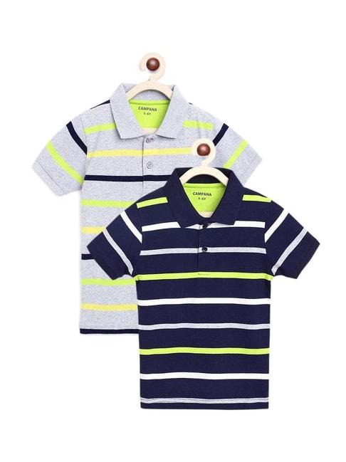 campana-kids-multicolor-cotton-striped-polo-t--shirt