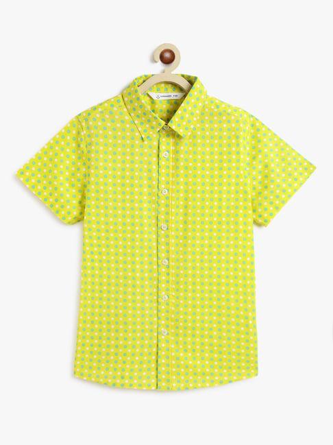 campana kids yellow & green printed shirt
