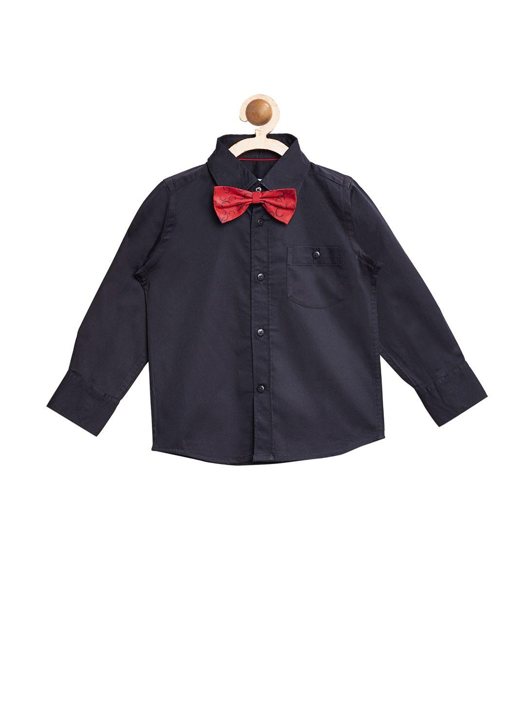 campana boys black regular fit solid party shirt