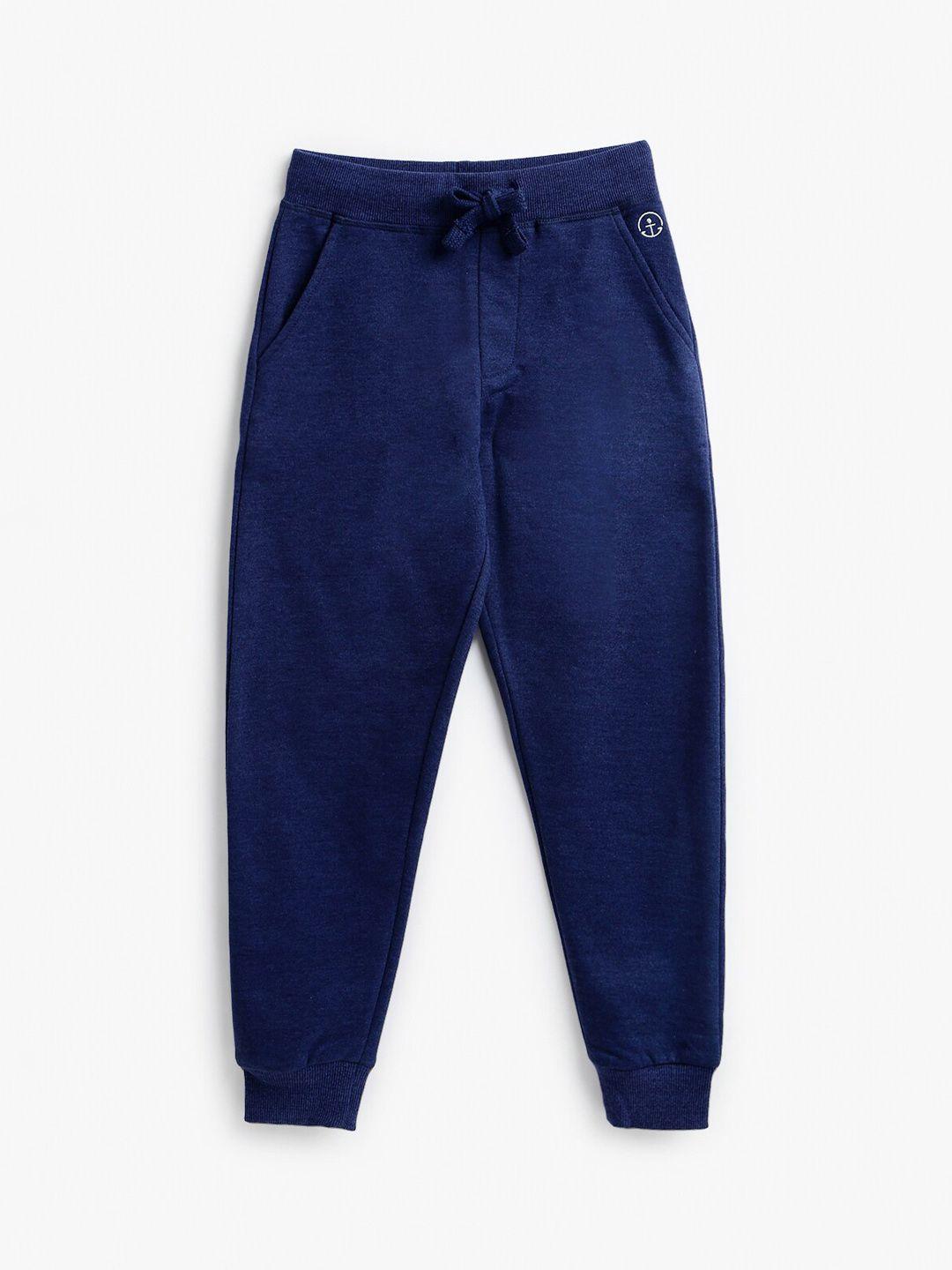 campana boys blue solid cotton track pants
