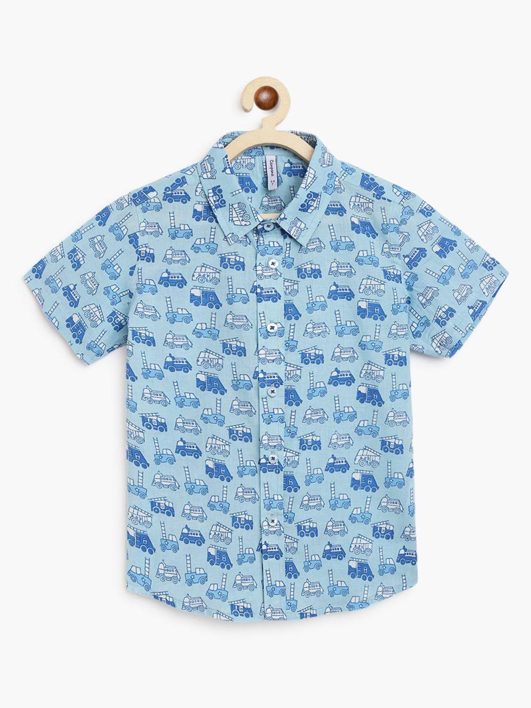 campana boys conversational printed cotton casual shirt