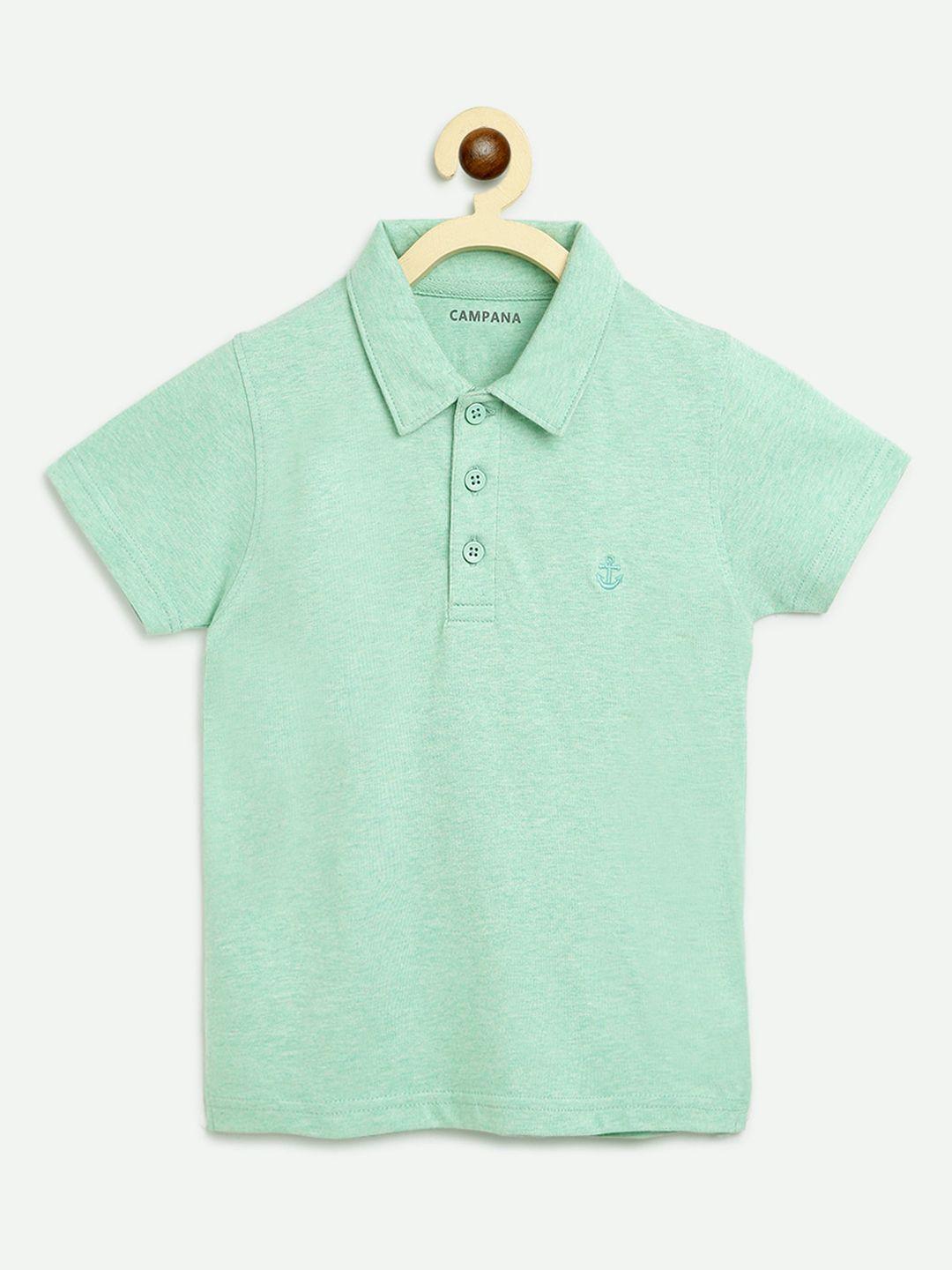 campana boys green solid polo collar t-shirt