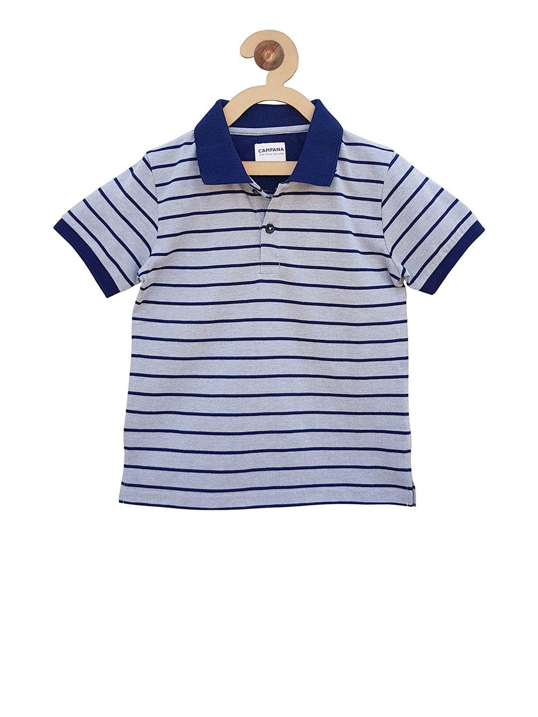 campana boys grey striped polo collar t-shirt