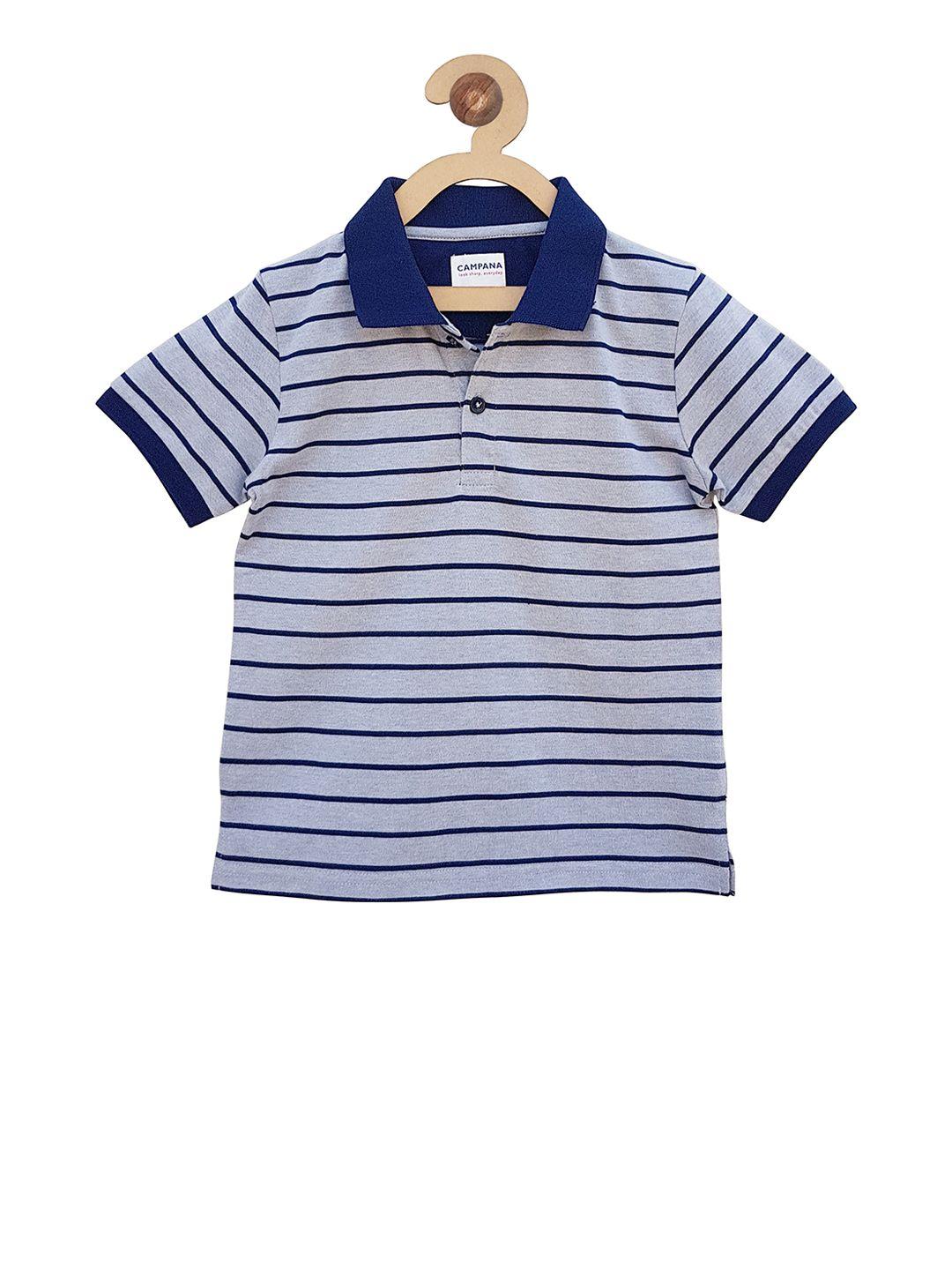 campana boys grey striped polo collar t-shirt