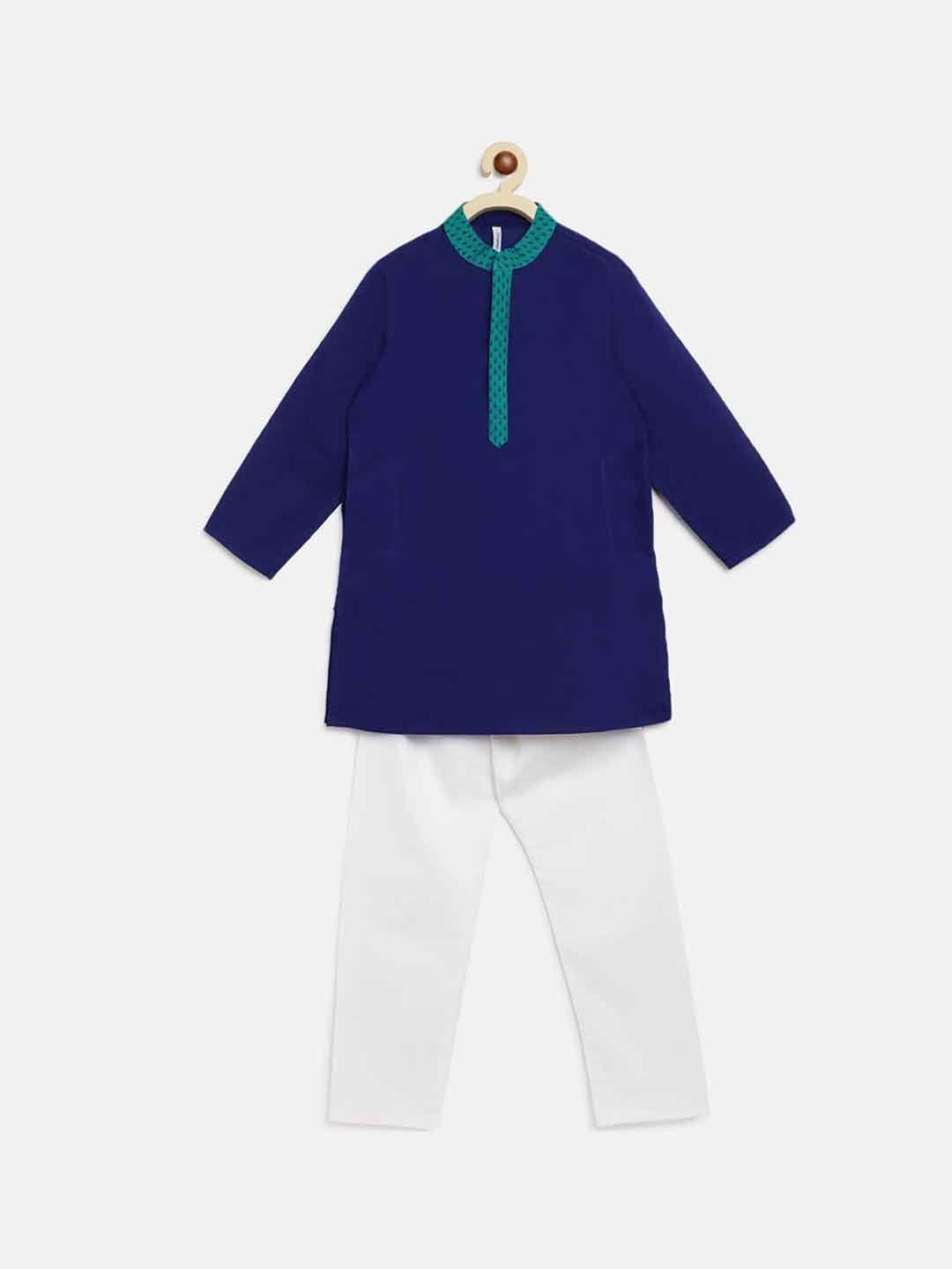 campana boys mandarin collar pure cotton kurta with pyjamas