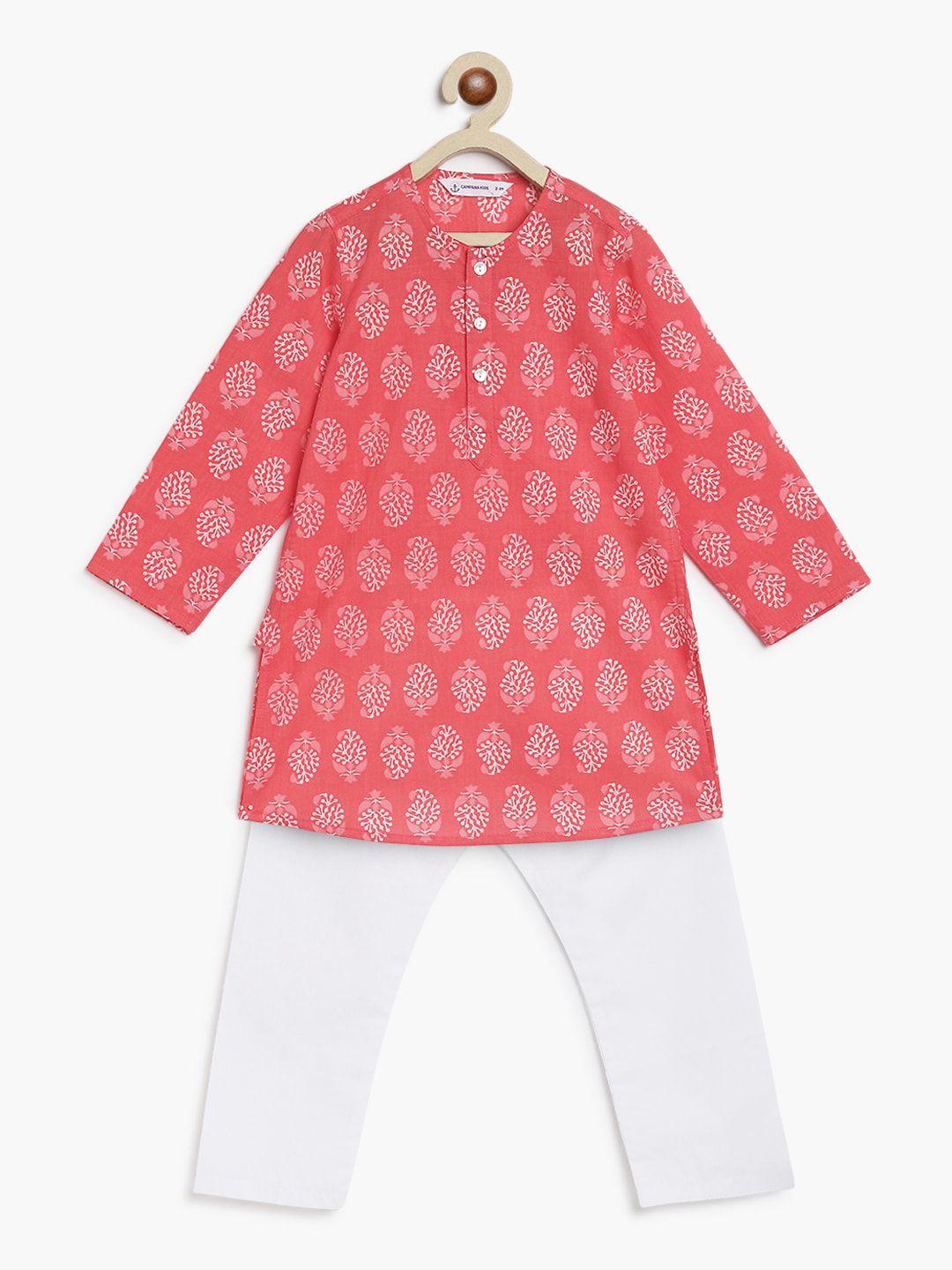 campana boys paisley printed pure cotton kurta with pyjamas