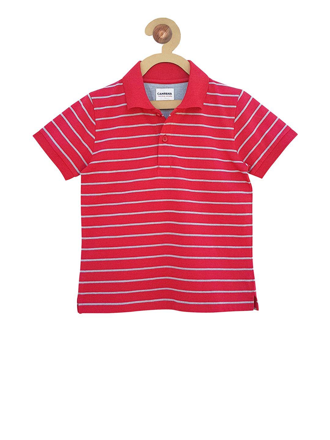 campana boys red & white striped polo collar t-shirt