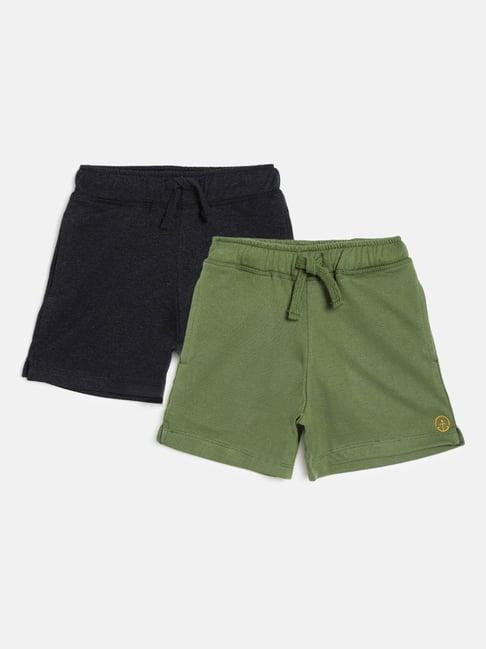 campana kids grey & olive solid shorts (pack of 2)