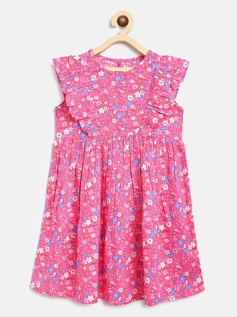 campana kids pink & blue floral print dress