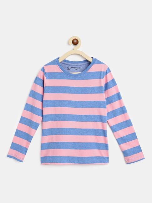 campana kids pink & blue striped full sleeves top