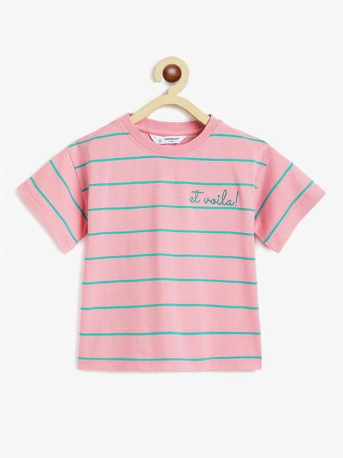 campana kids pink & green striped t-shirt
