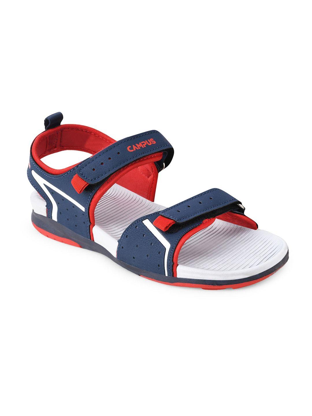 campus  kids navy blue & red color-blocked sports sandals