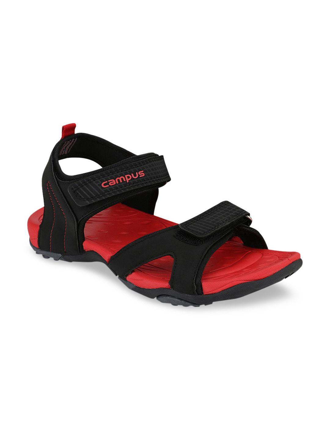 campus kids black & red string-c child sports sandals