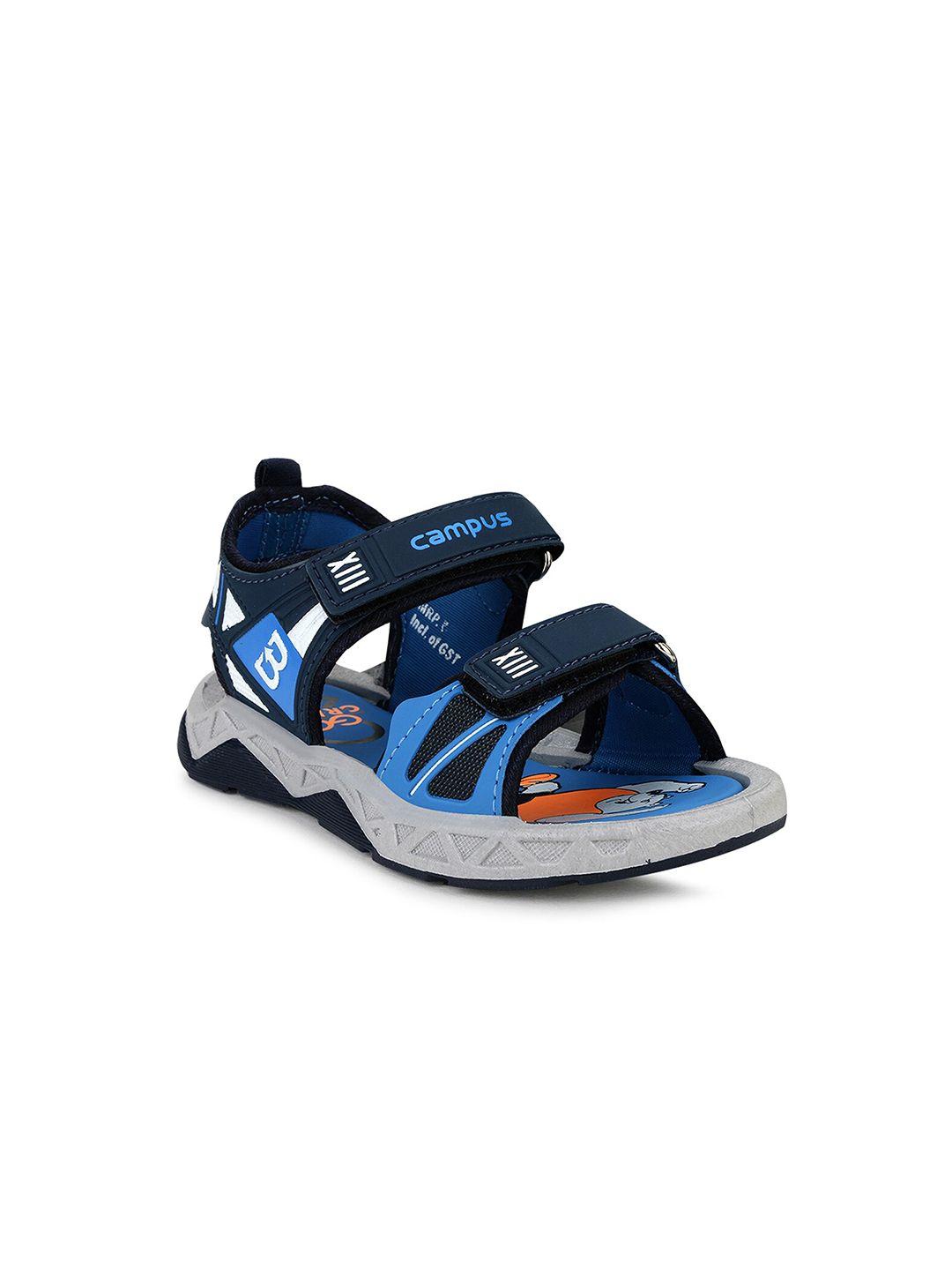 campus kids navy blue & blue sports sandals