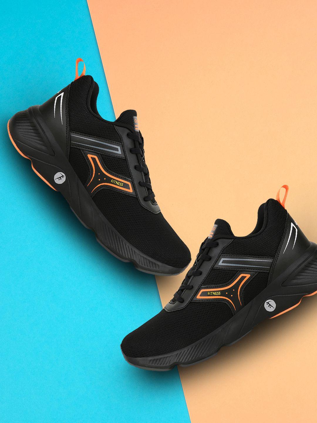 campus men black & orange hurricane running shoes
