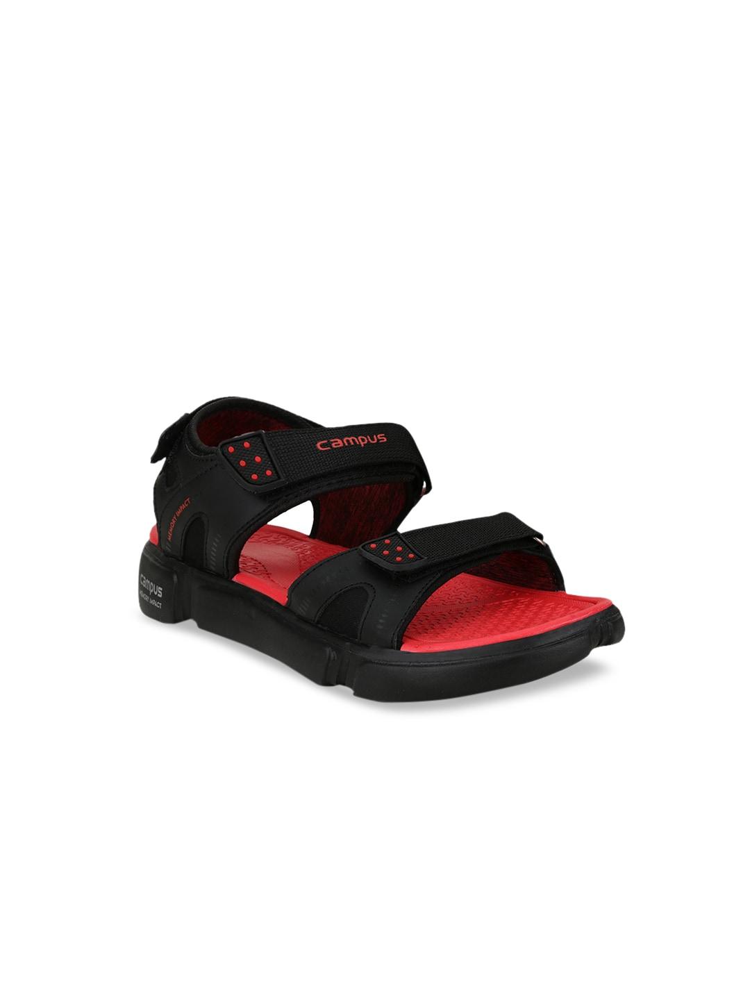 campus men black & red sports sandals