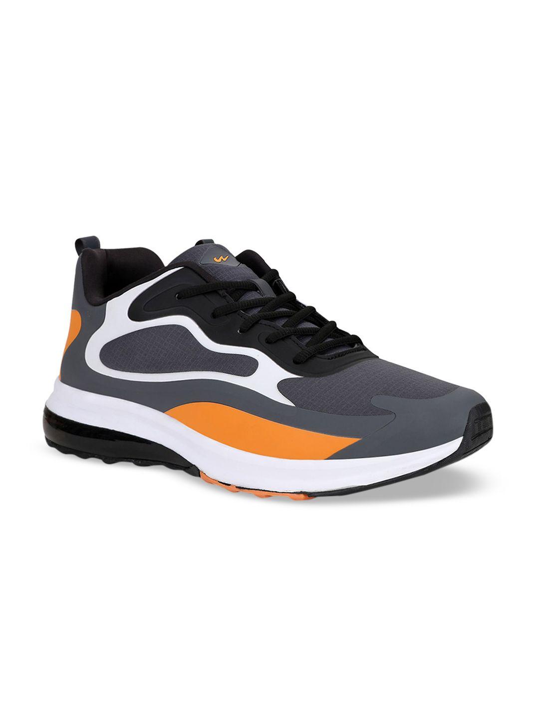 campus men grey & orange all rounder surface running shoes