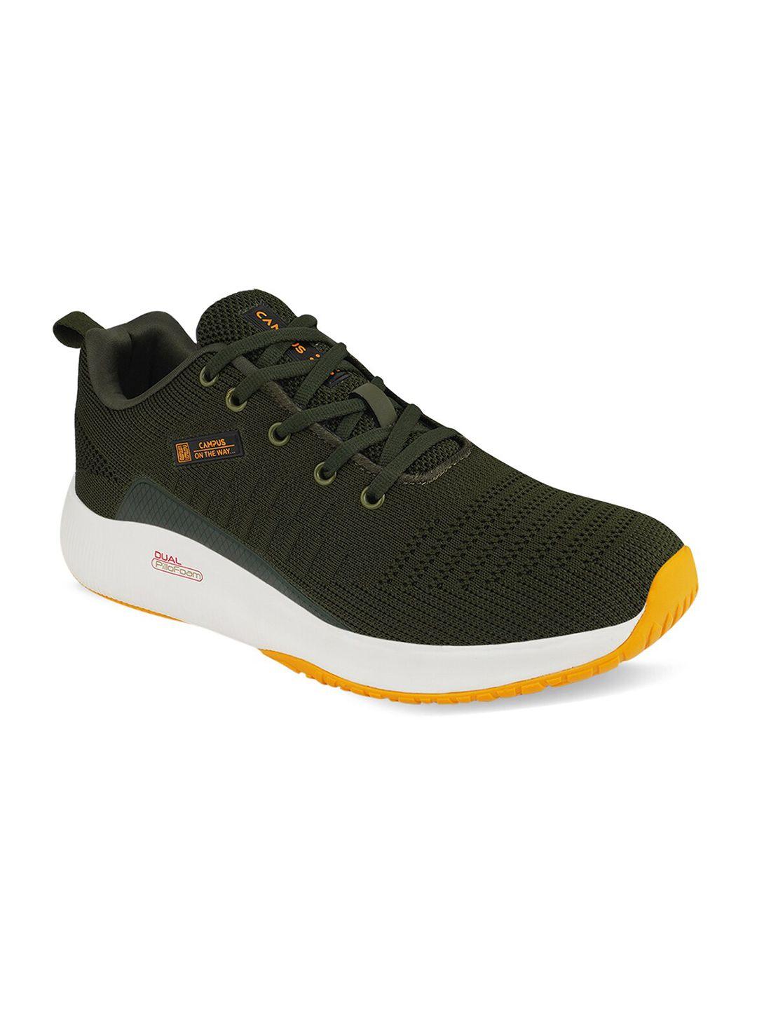 campus men olive green mesh running shoes