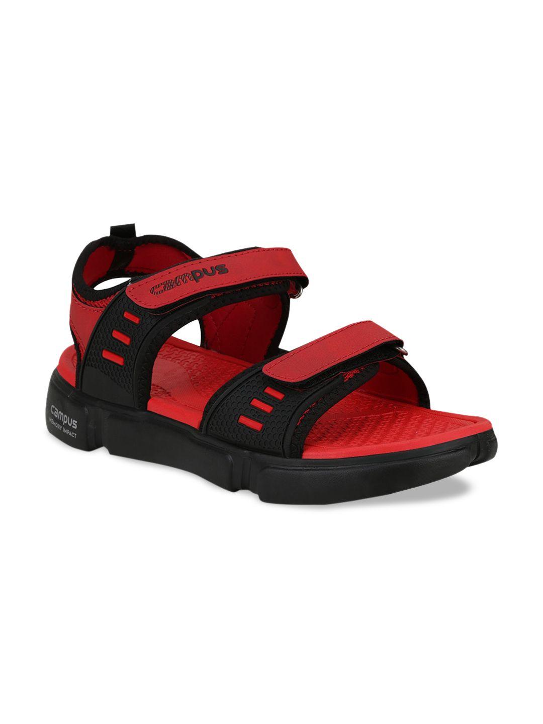 campus men red & black comfort sandals