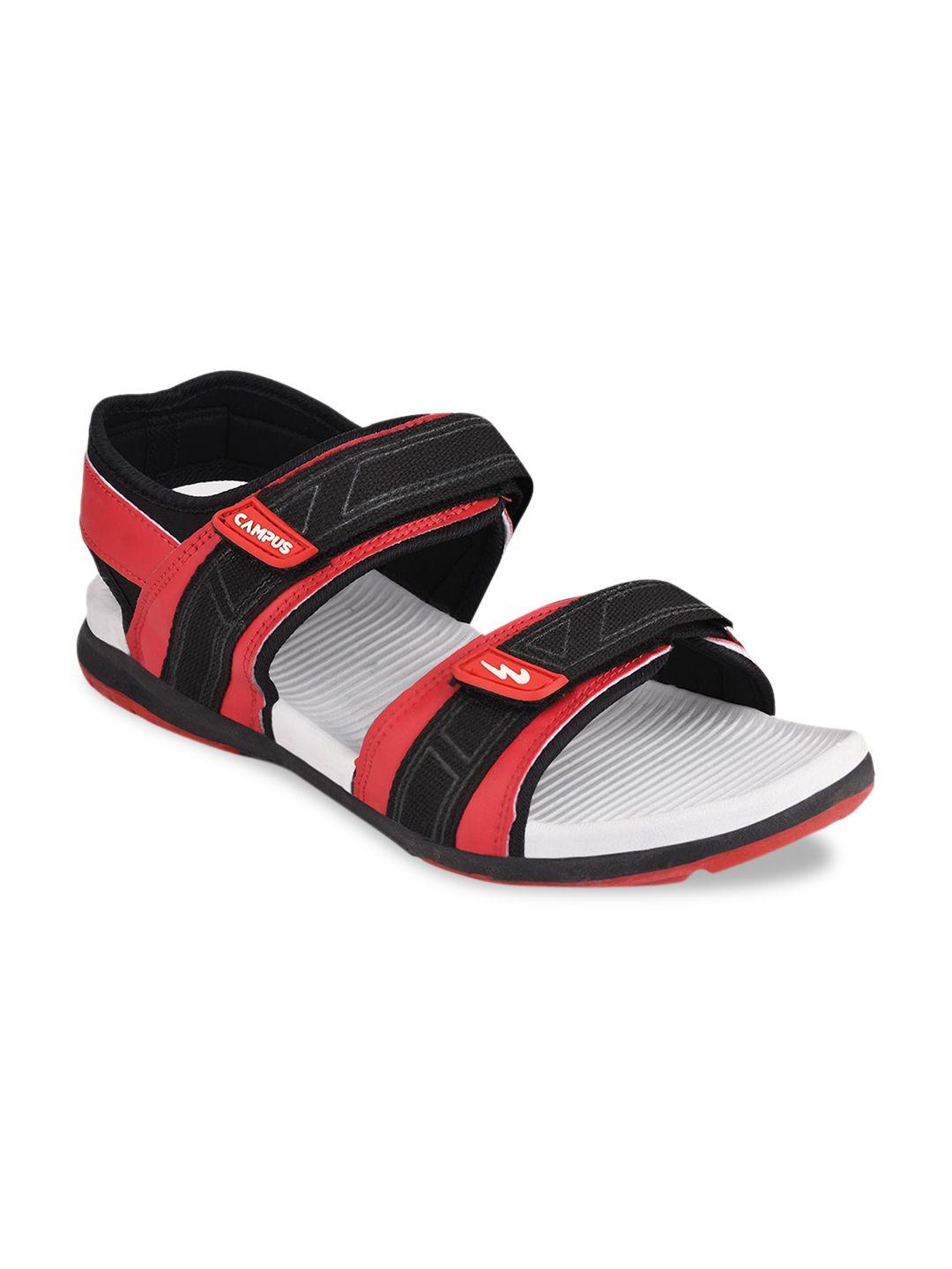 campus men red & black sports sandals