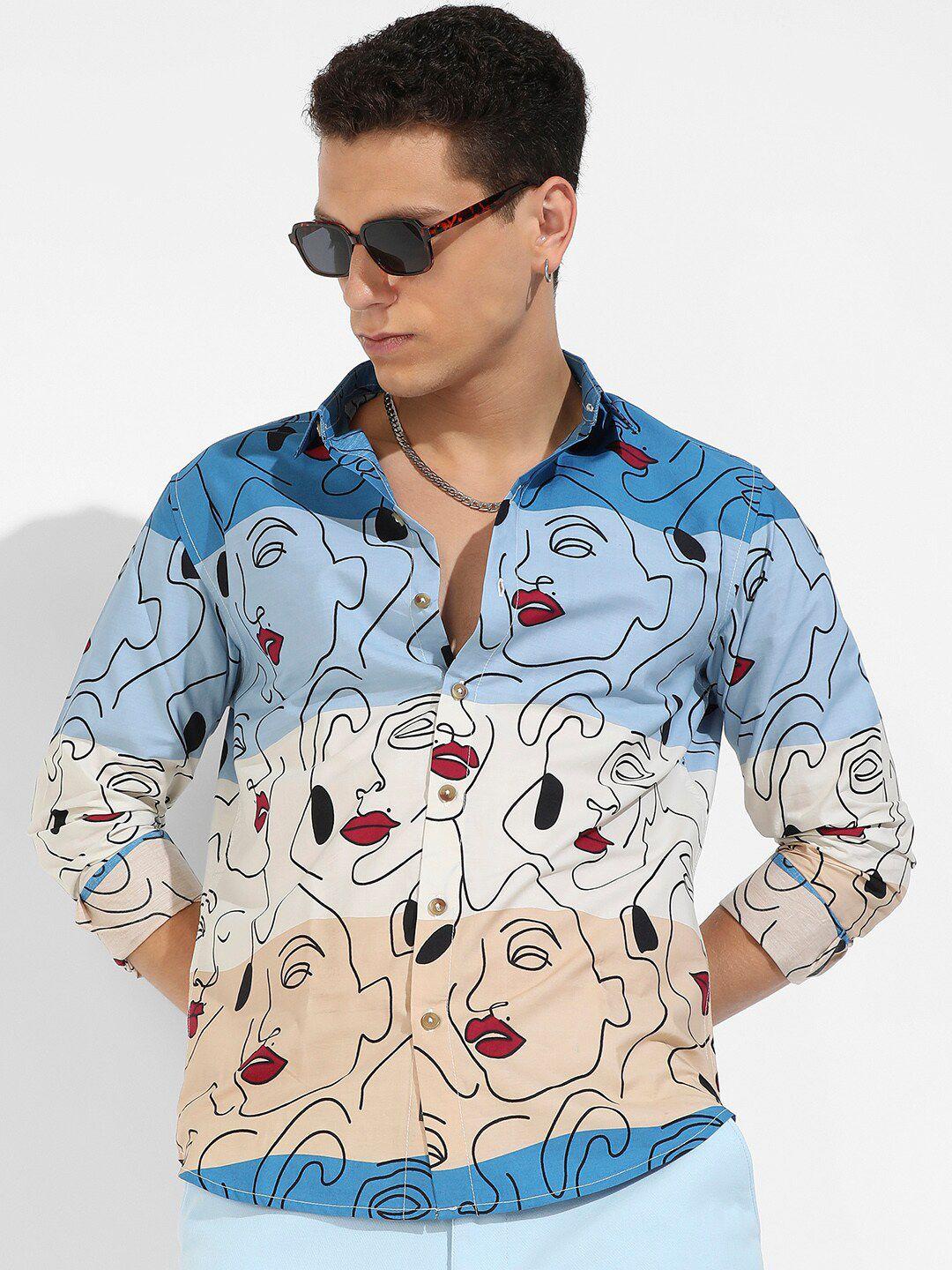 campus sutra abstract printed classic casual cotton shirt