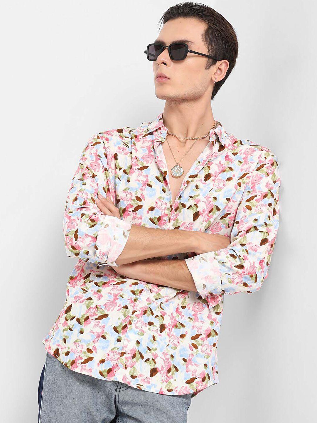 campus sutra abstract printed classic regular fit cotton casual shirt