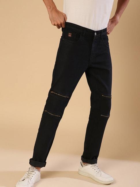 campus sutra black mid rise jeans