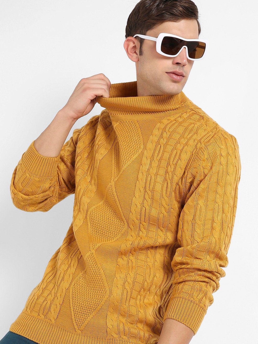 campus sutra cable knit woollen pullover