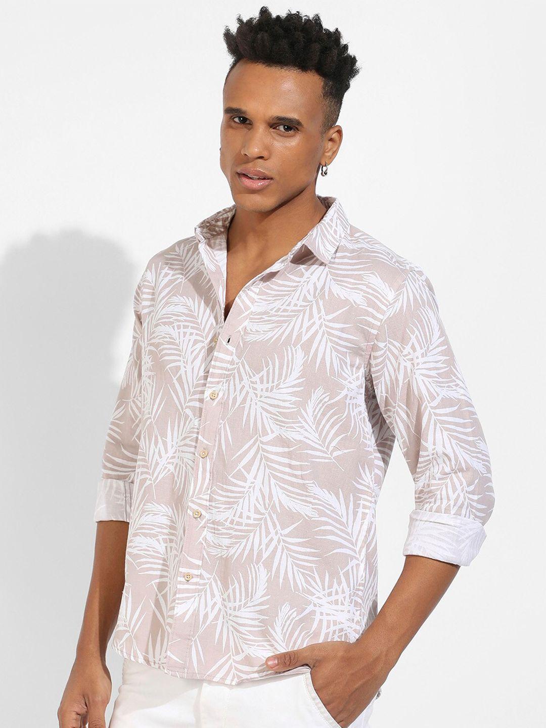 campus sutra classic tropical printed casual shirt