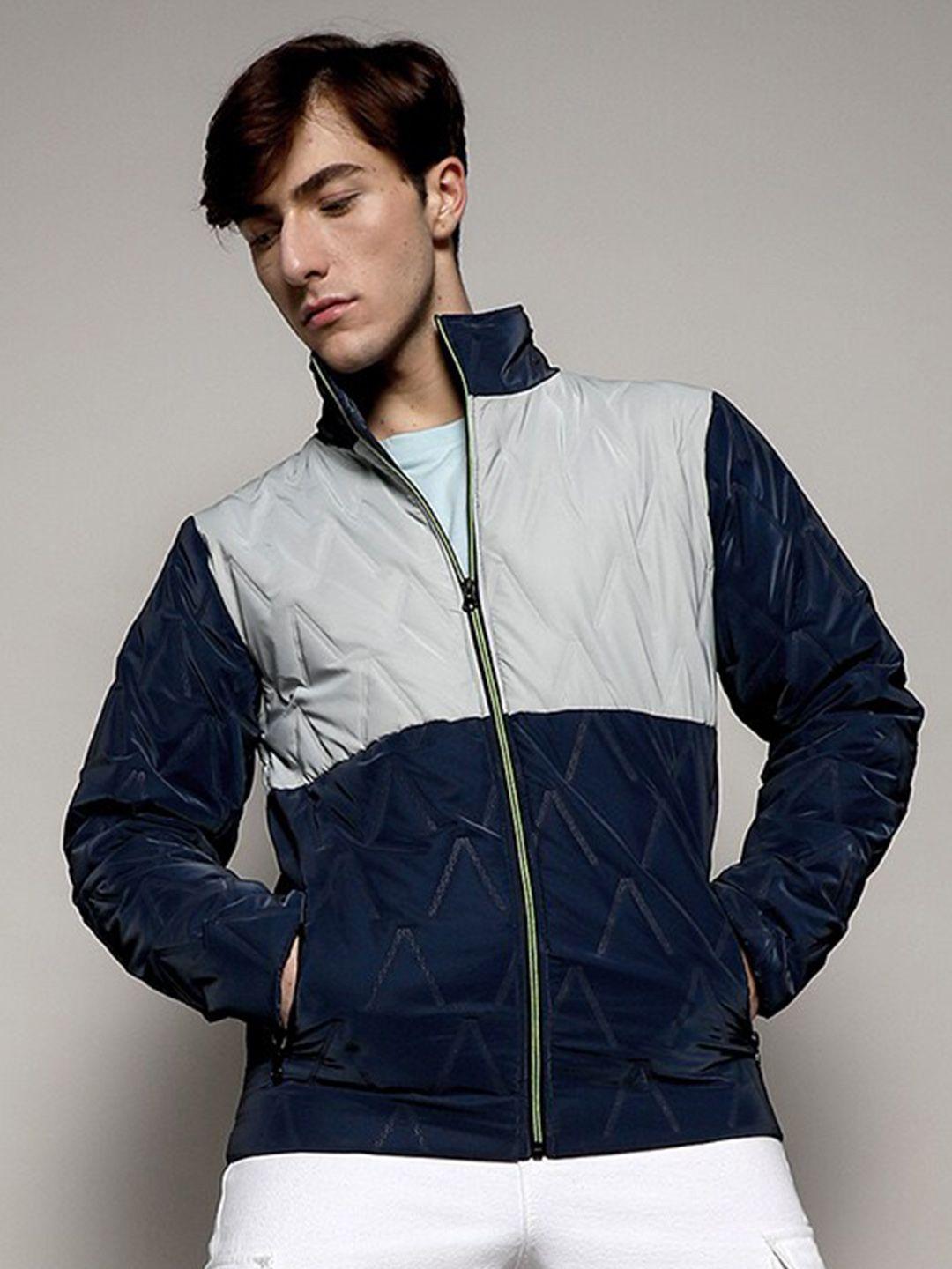 campus sutra colourblocked quilted windcheater outdoor bomber jacket