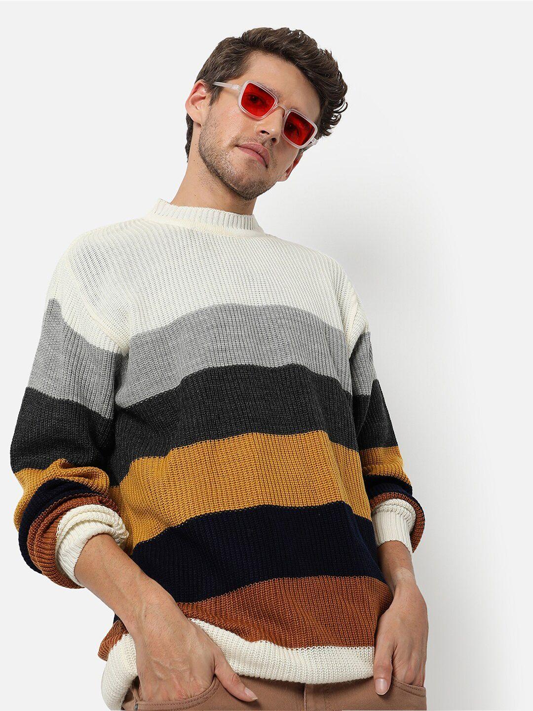 campus sutra colourblocked woollen pullover sweater