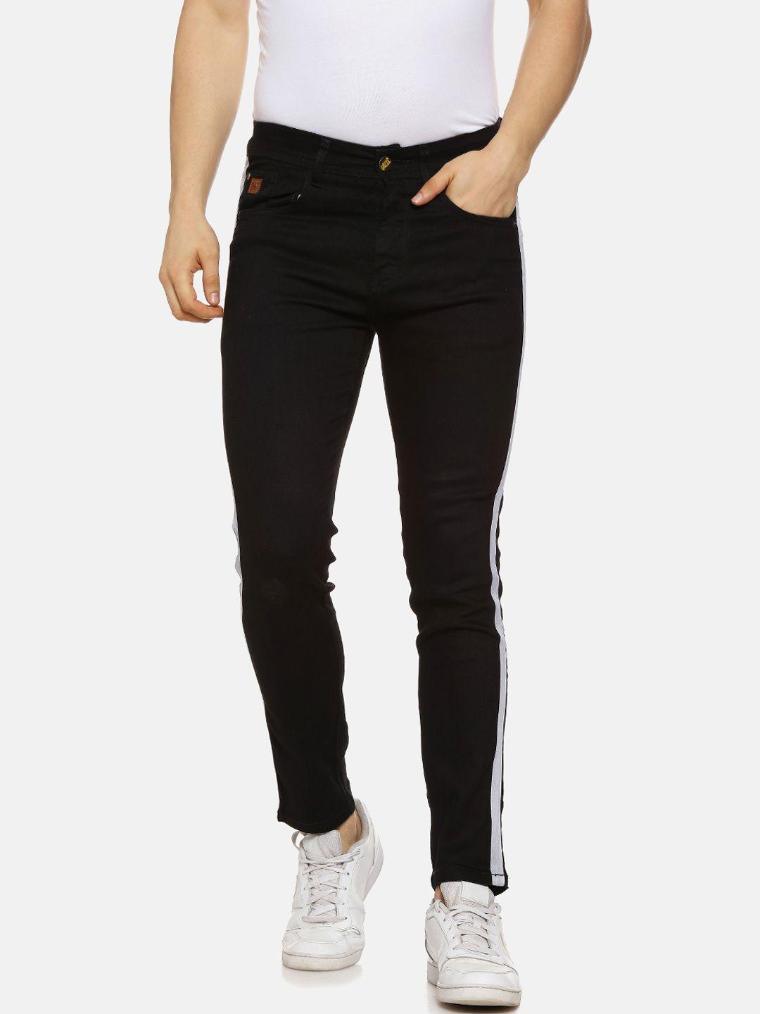 campus sutra men black slim fit mid-rise clean look stretchable jeans