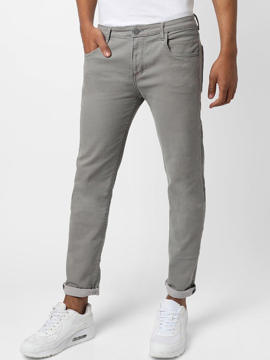 campus sutra men grey smart slim fit stretchable jeans