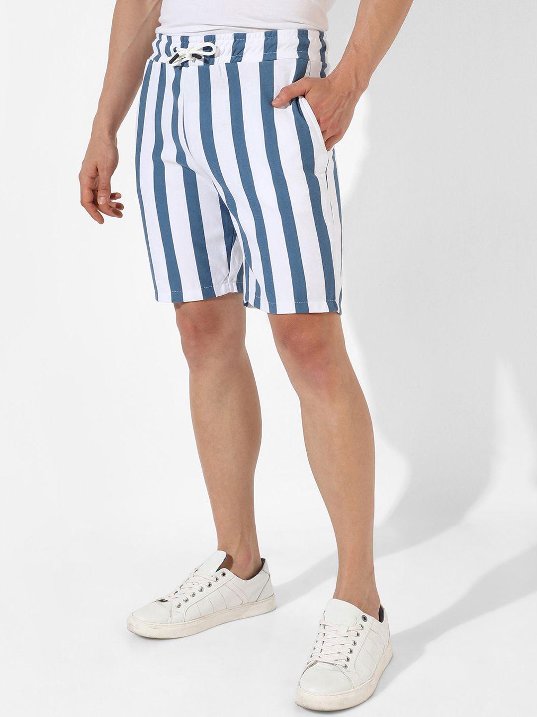 campus sutra men mid-rise striped shorts