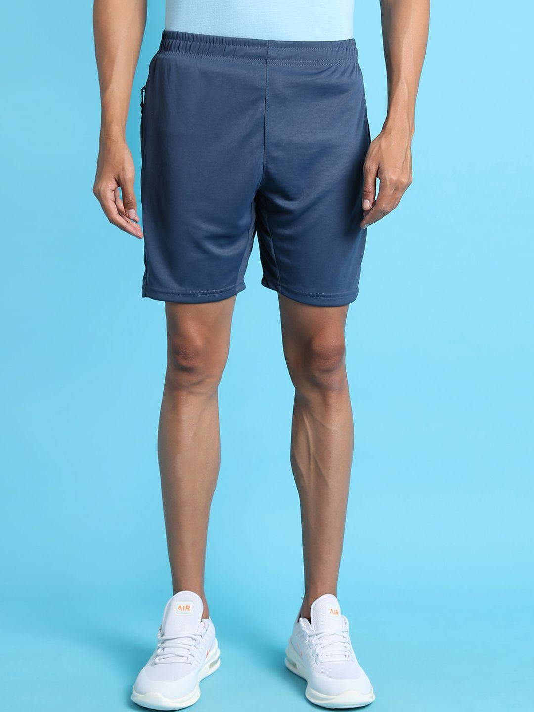 campus sutra men navy blue mid rise regular fit outdoor sport shorts
