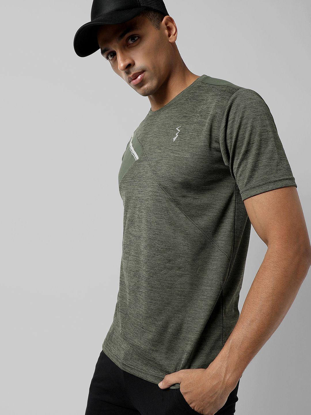 campus sutra men olive green outdoor t-shirt