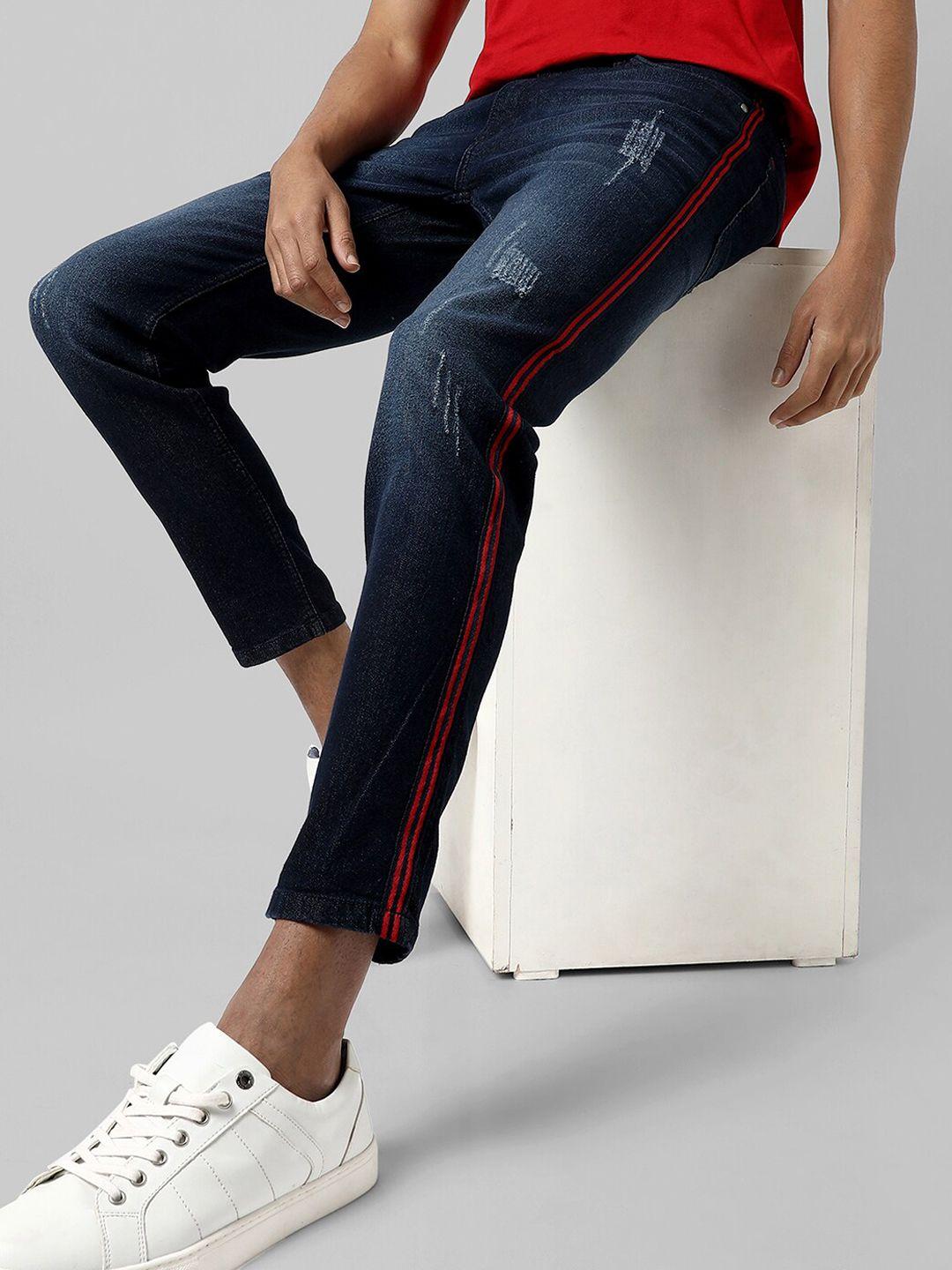 campus sutra men smart slim fit low distress light fade stretchable cotton jeans