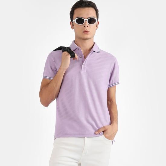 campus sutra men striped regular fit polo t-shirt