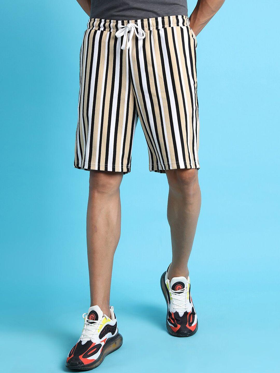 campus-sutra-men-white-striped-regular-fit-outdoor-shorts