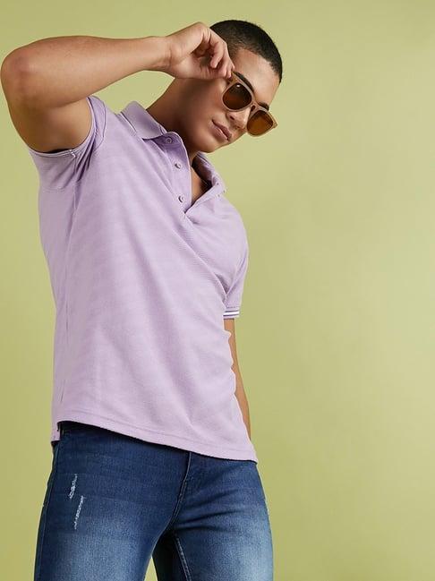 campus sutra purple regular fit polo t-shirt