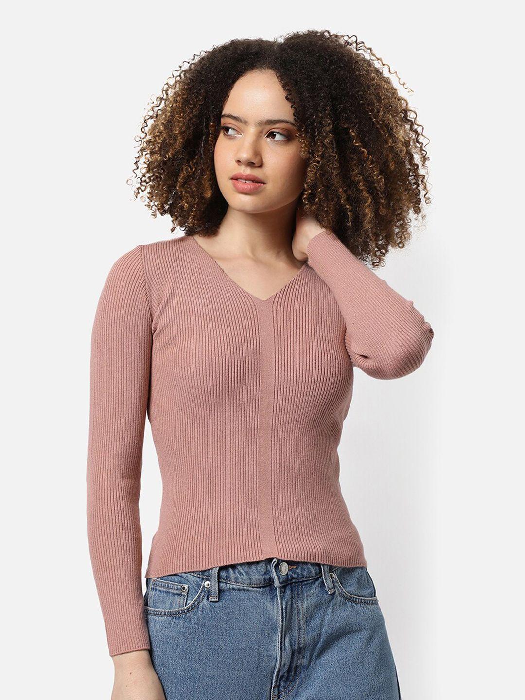 campus sutra ribbed acrylic pullover