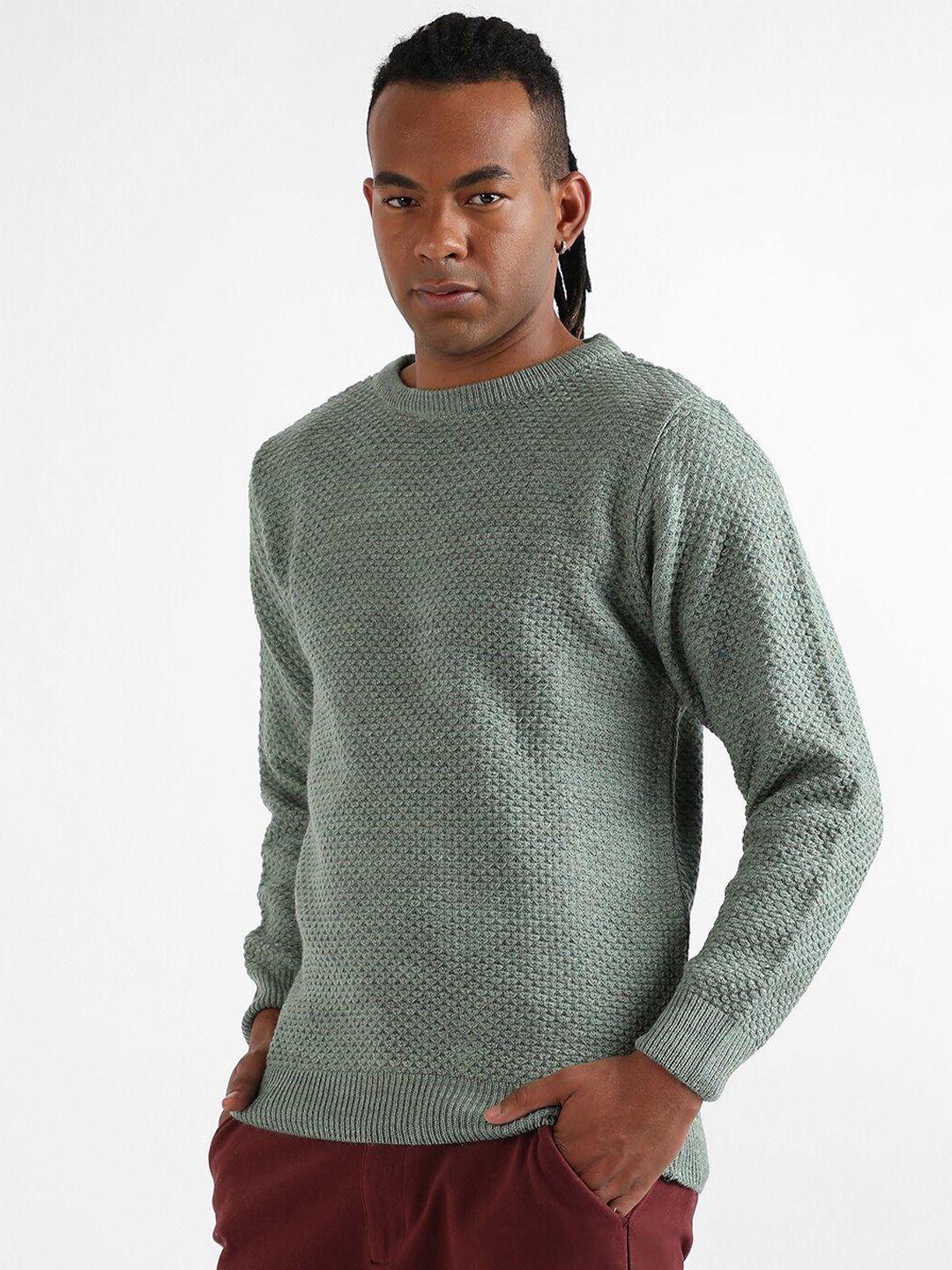 campus sutra sea green self design acrylic pullover