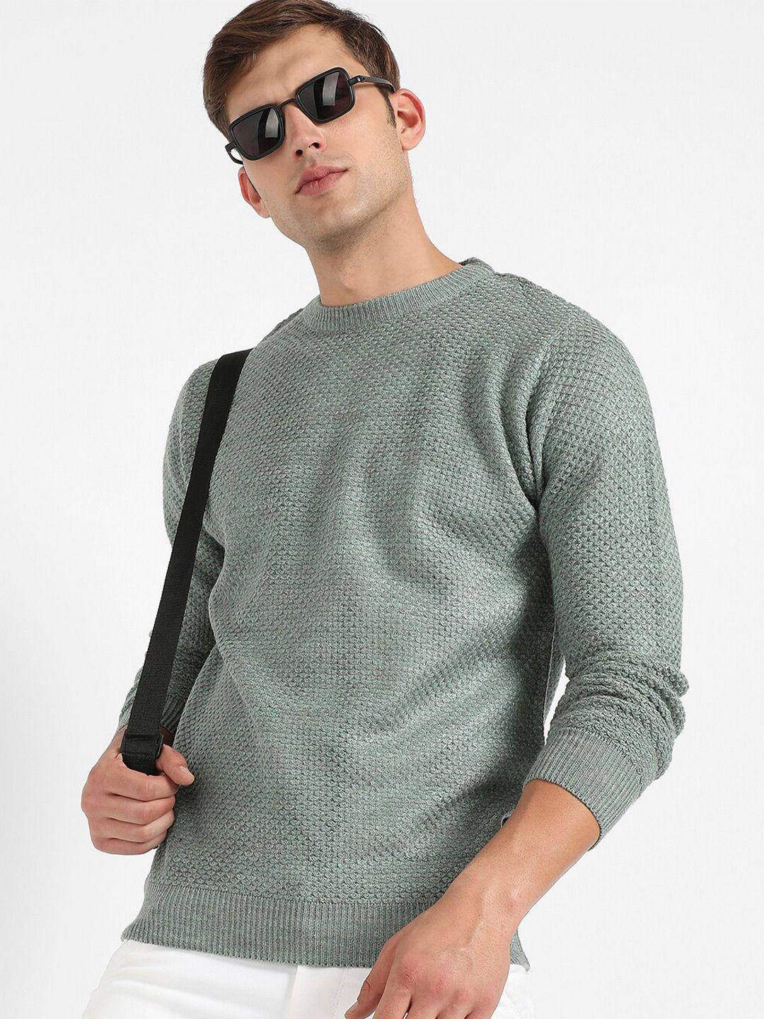 campus sutra self design ribbed woollen pullover